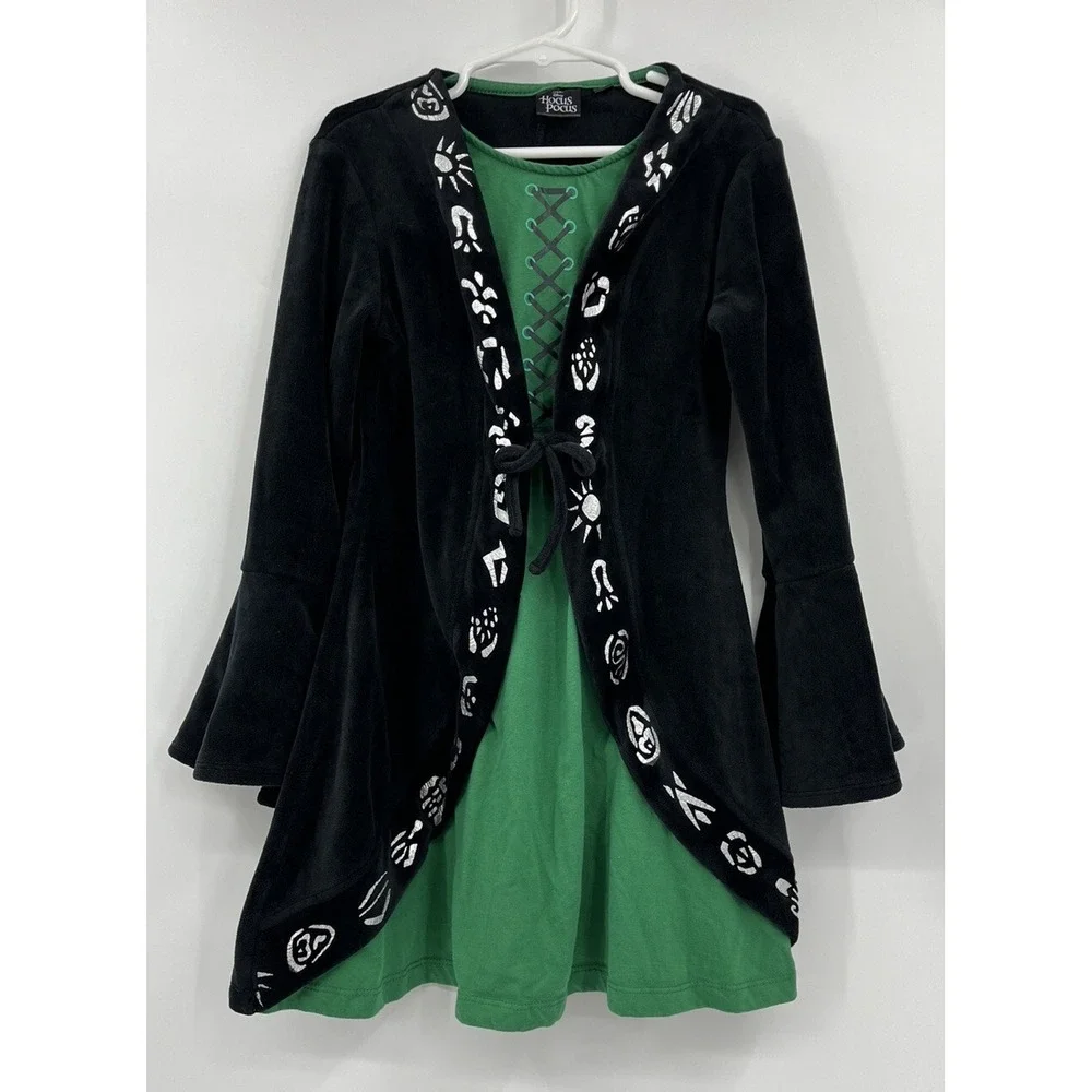Disney Hocus Pocus Winnifred Sanderson Costume Black Velvet Dress Girls S 6/6X